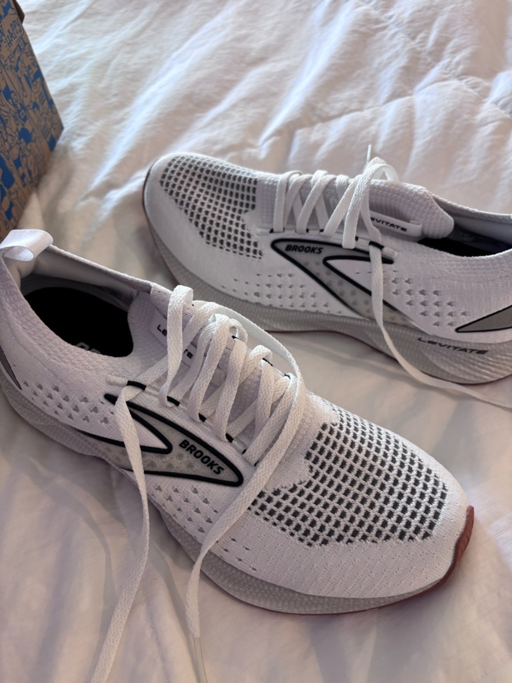 Brooks Women's Levitate Running Sneakers — White with Silver Accents - Picture 3 of 6